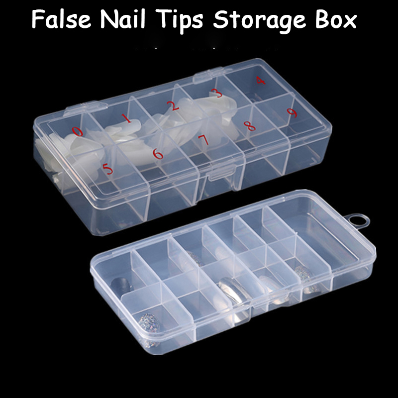 Token Tray Organizer - 1 Box leere Nagelspitzen-Organizer-Aufbewahrungsbox, 10 Gitter,