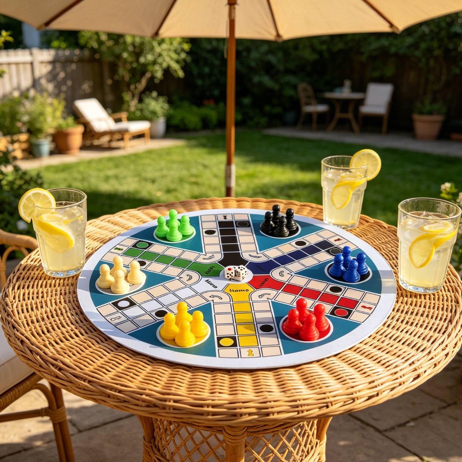 Board Game Ludo - Ludo-Spielset für 6 Spieler, rundes Flying-Schach-Brettspiel