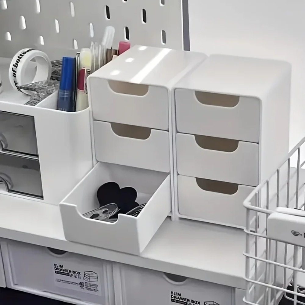 Token Tray Organizer - Schicker 3-stufiger Schreibtisch-Organizer mit Schubladen -
