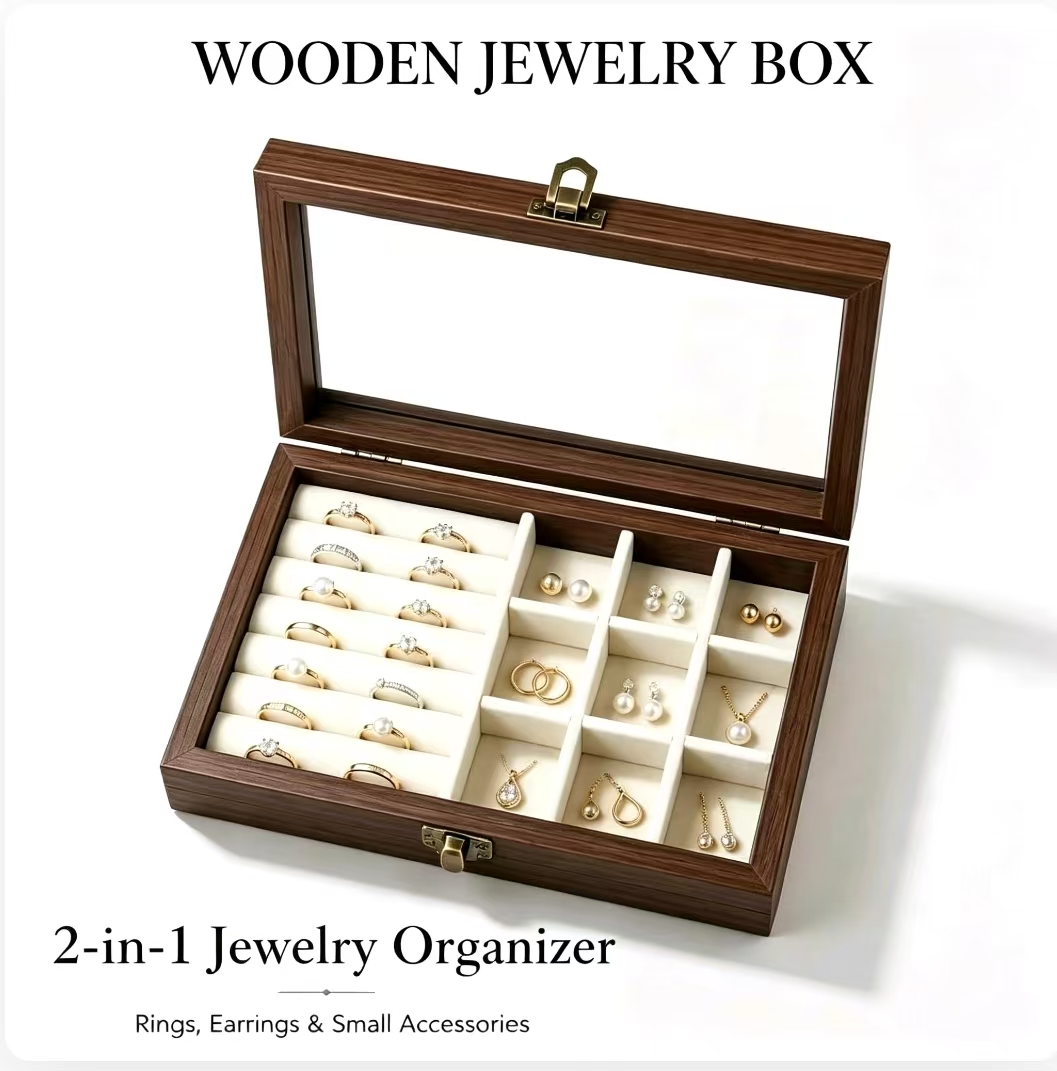 Token Tray Organizer - Schmuckorganizer für den Schreibtisch im Walnussmuster
